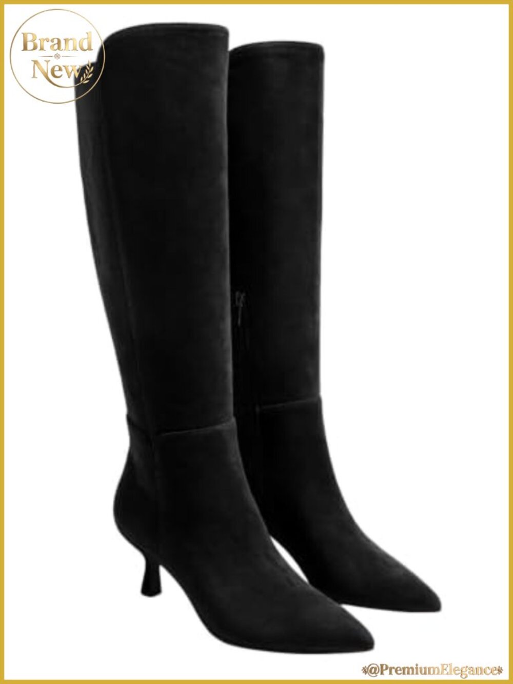 Women's Knee High Kitten Heel Pointed Toe Side Zip Tall Boots